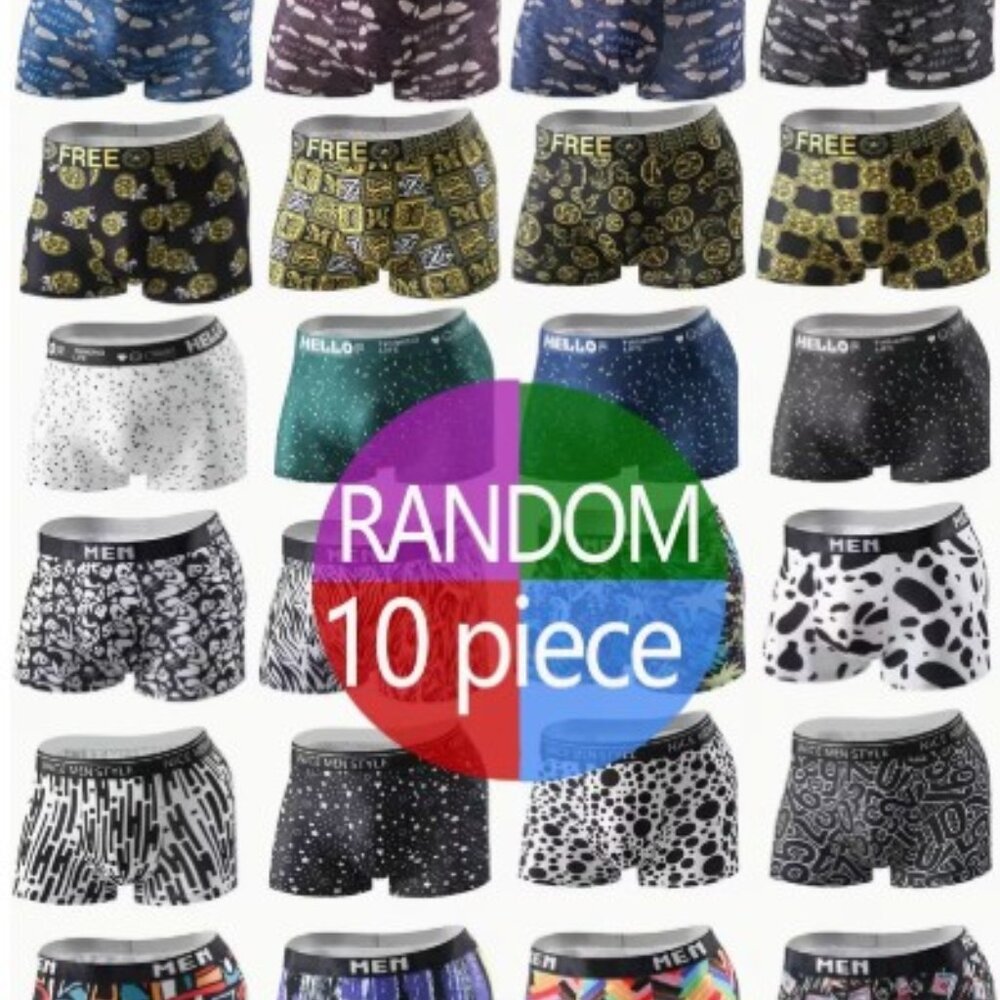 10pcs Comfortable Leaf Print Boxer Briefs Large Random Prints